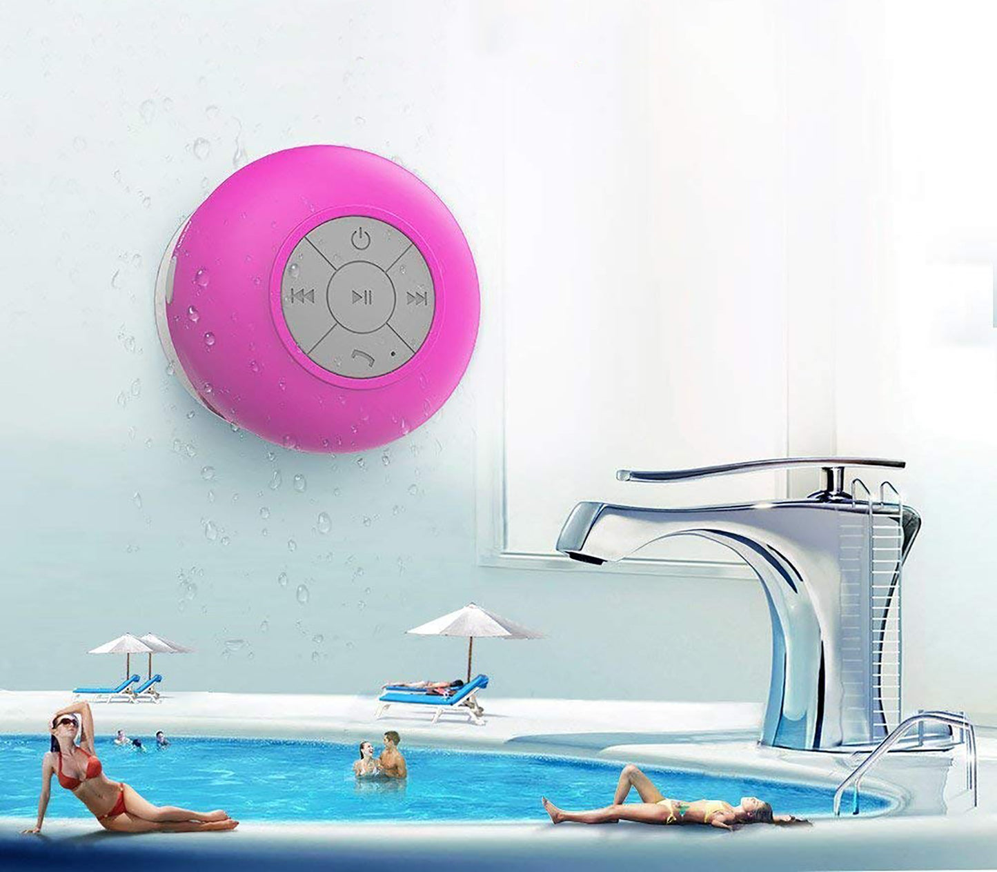 Waterproof Bluetooth Mini Speaker With Mic Pink