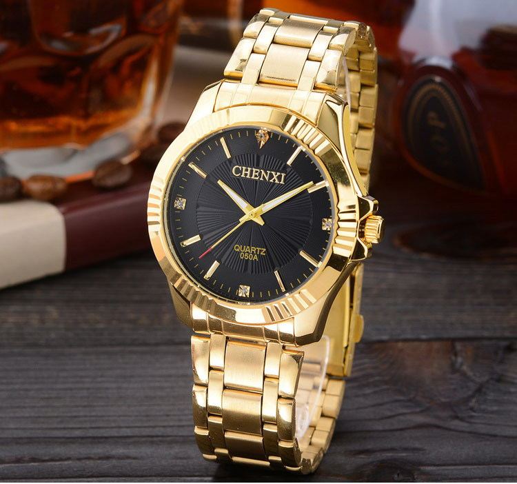 Luxury Men's Gold Watch with Stainless Steel Band