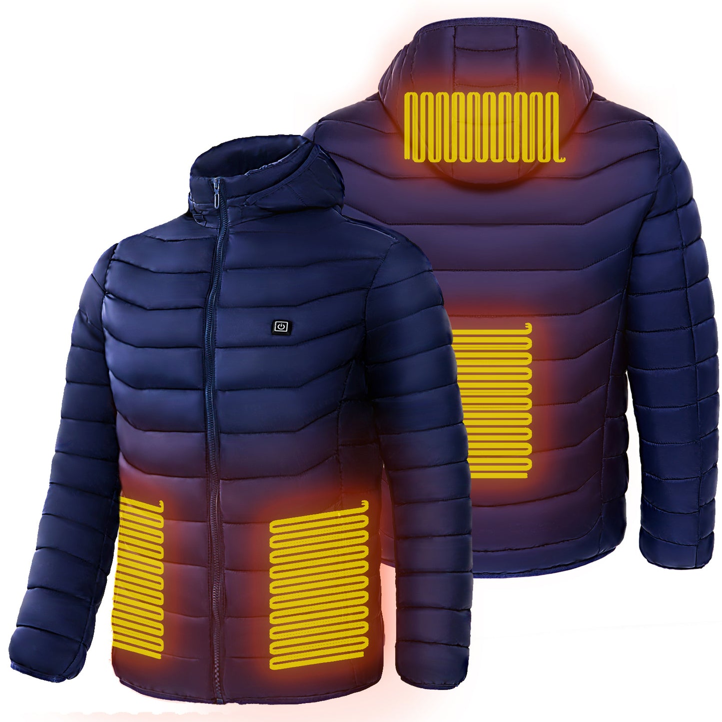 Insulated Heated Puffer Jacket: Windproof, Water-Resistant, Warm