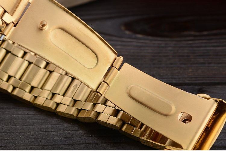 Luxury Men's Gold Watch with Stainless Steel Band