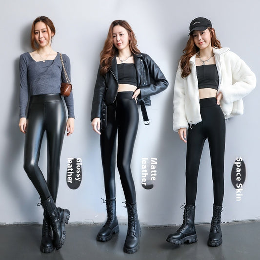 Fleece-Lined Thick & Tight Leather Pants