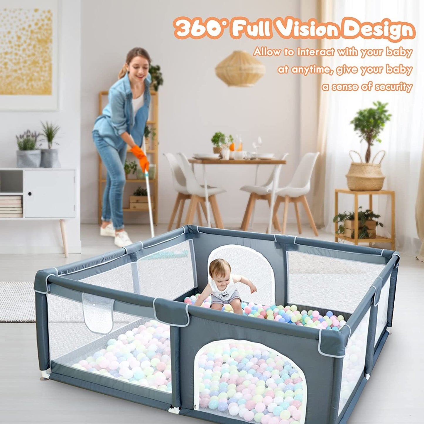 RAINBEAN's Extra Large and Sturdy Baby Playpen