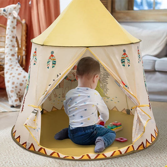 Kids Castle Tent Yellow Children Indoor Castle Tent for Girls and Boys.