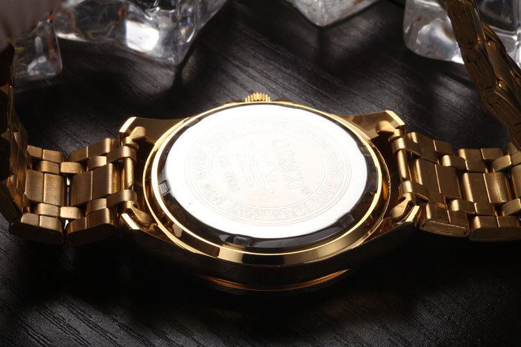 Luxury Men's Gold Watch with Stainless Steel Band