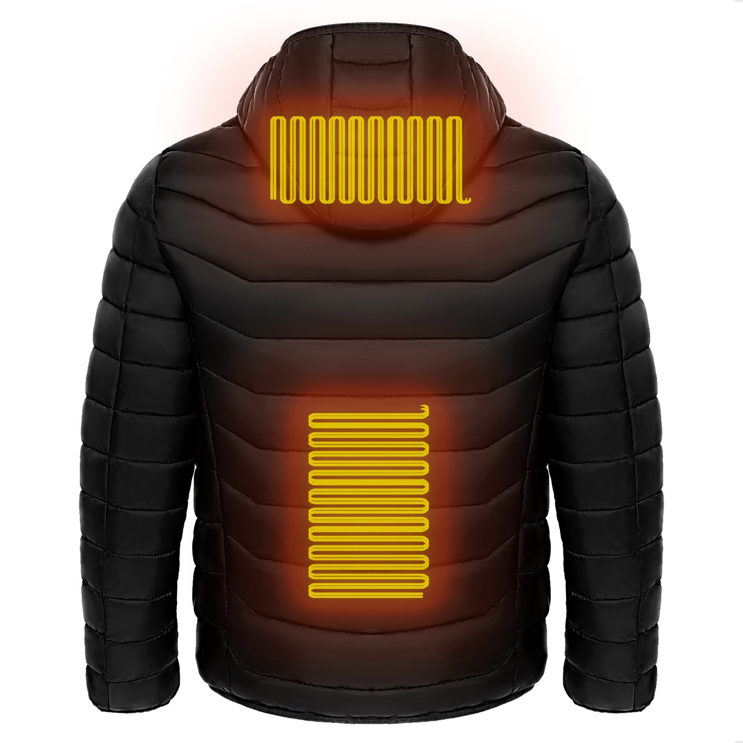 Insulated Heated Puffer Jacket: Windproof, Water-Resistant, Warm