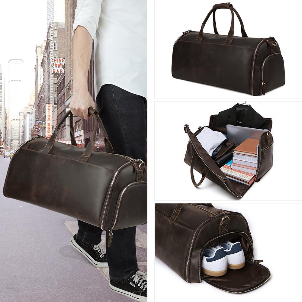 Genuine Leather Suit Travel Duffel Bag