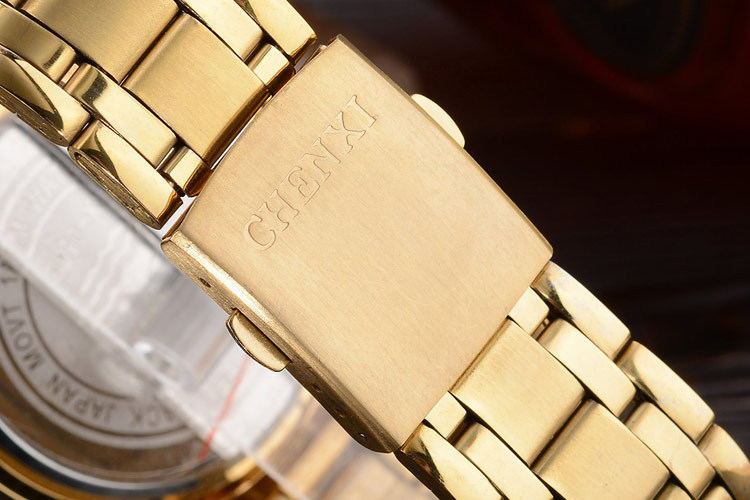 Luxury Men's Gold Watch with Stainless Steel Band