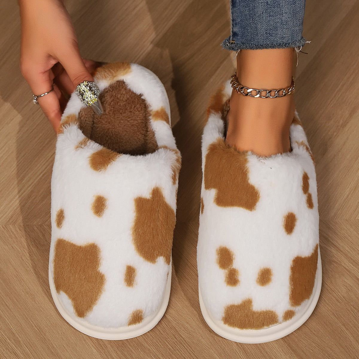 Cute Cow Print Slippers