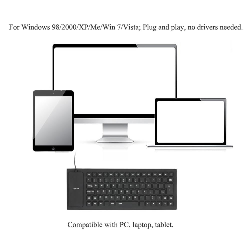 Wired USB Flexible Keyboard for Laptop Notebook and Desktop Computers