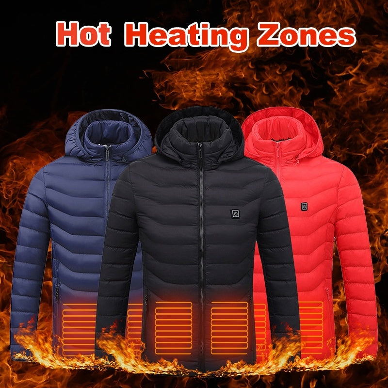 Insulated Heated Puffer Jacket: Windproof, Water-Resistant, Warm