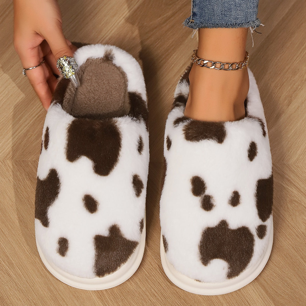 Cute Cow Print Slippers