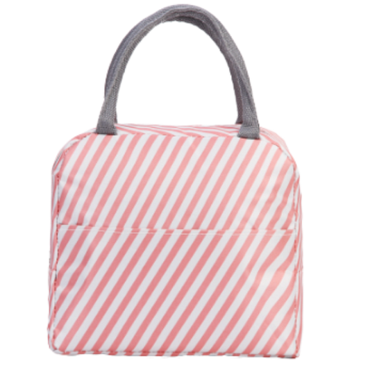 Oxford Lunch Bag Pink and White stripe