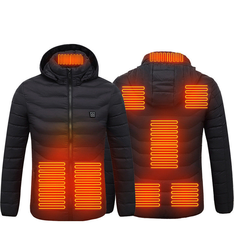 Insulated Heated Puffer Jacket: Windproof, Water-Resistant, Warm