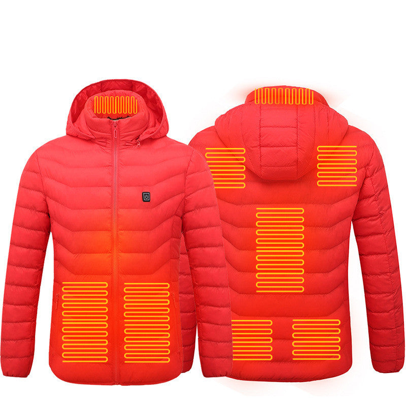 Insulated Heated Puffer Jacket: Windproof, Water-Resistant, Warm