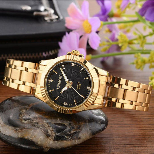 Luxury Men's Gold Watch with Stainless Steel Band