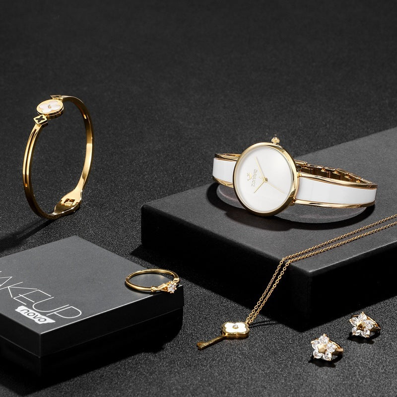 Stylish Gift Box Set: Watch, Bracelet, Necklace, Earrings, Ring