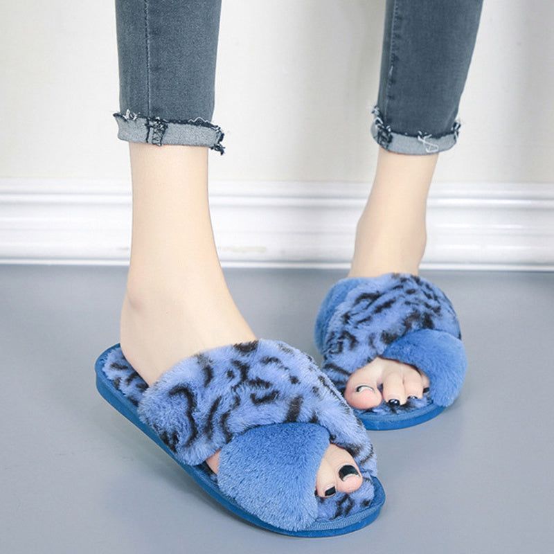 Leopard Print Fuzzy Slippers