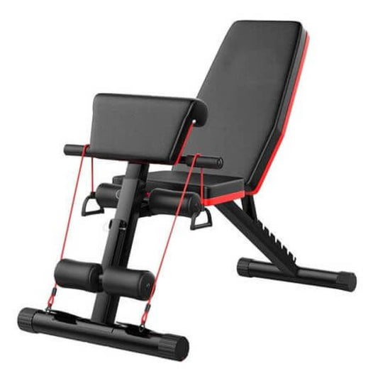 Abdominal Adjustable Utility Exercise Bench with Resistance Band