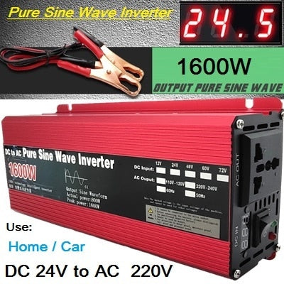 Pure Sine Wave Inverter: Convert DC 12V/24V to AC 110V/220V