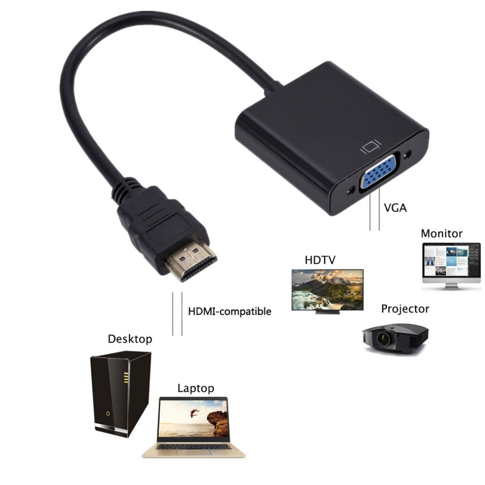 HD 1080P HDMI to VGA Converter with Audio and Power Supply