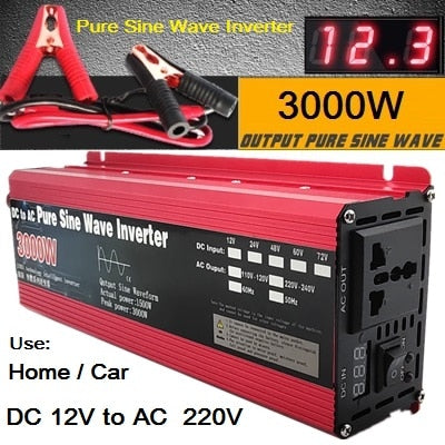 Pure Sine Wave Inverter: Convert DC 12V/24V to AC 110V/220V