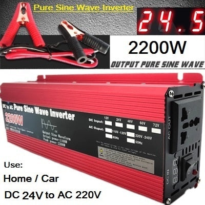 Pure Sine Wave Inverter: Convert DC 12V/24V to AC 110V/220V