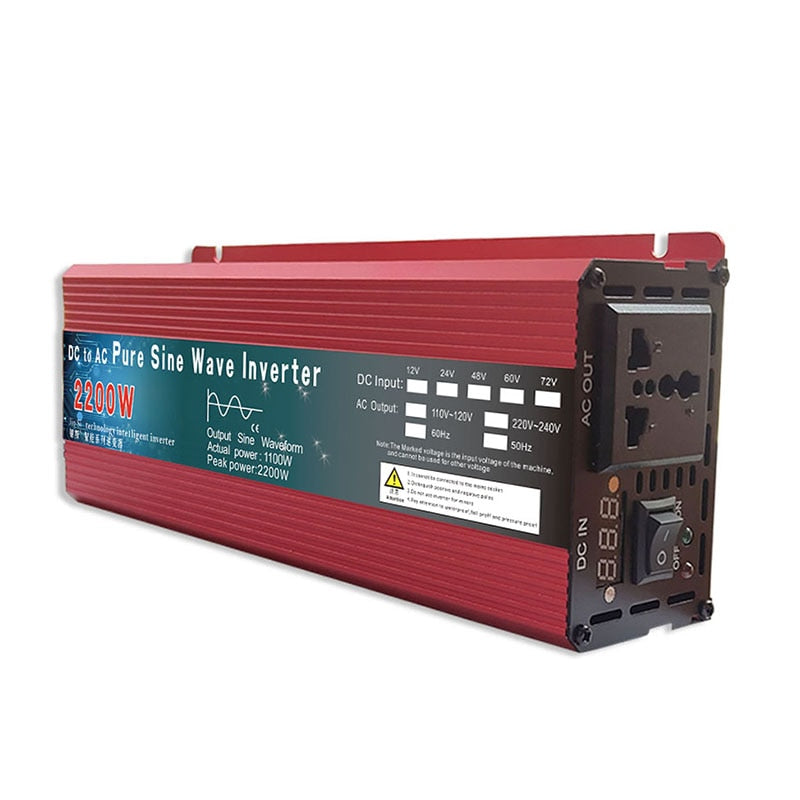 Pure Sine Wave Inverter: Convert DC 12V/24V to AC 110V/220V