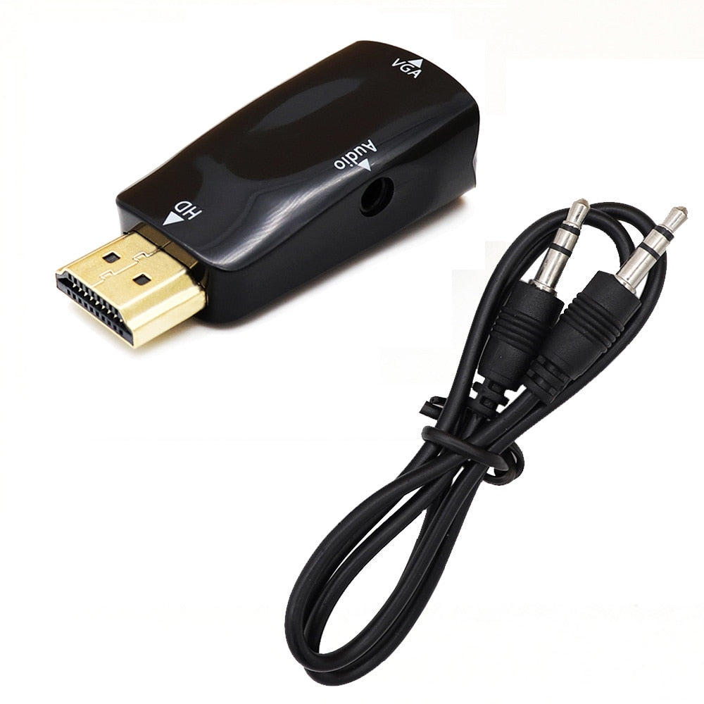 HDMI to VGA Cable Converter Adapter with 3.5mm Audio Jack