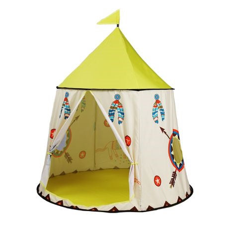 Kids Castle Tent Yellow Children Indoor Castle Tent for Girls and Boys.