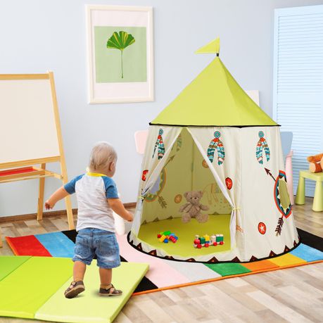 Kids Castle Tent Yellow Children Indoor Castle Tent for Girls and Boys.