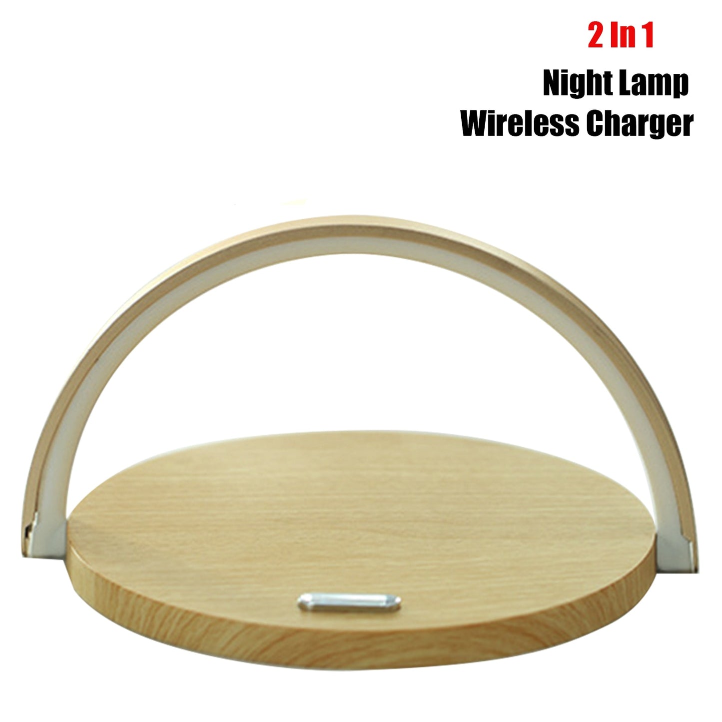 Wooden Table Lamp with Wireless Charging, Bluetooth Speaker, and LED Light