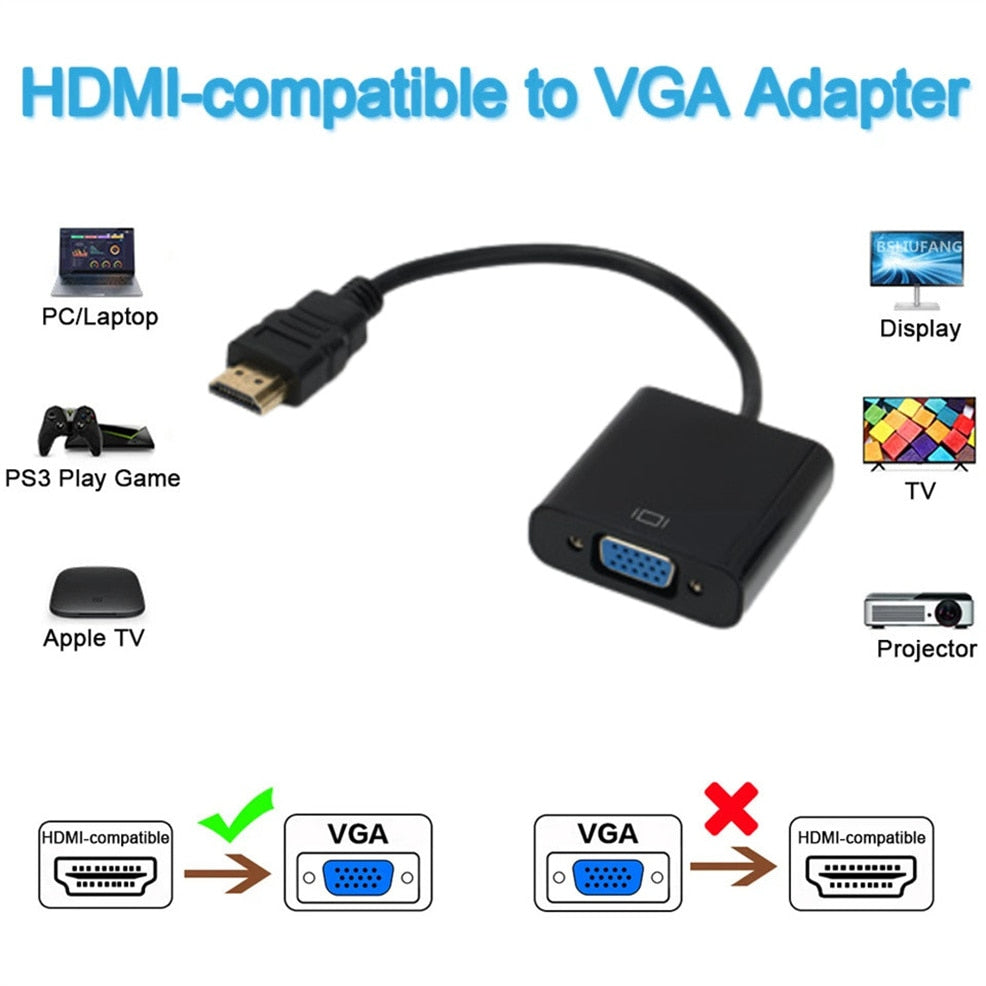 HD 1080P HDMI to VGA Converter with Audio and Power Supply