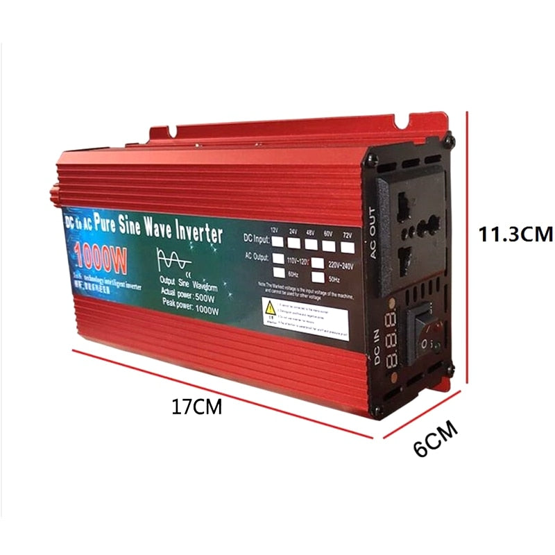 Pure Sine Wave Inverter: Convert DC 12V/24V to AC 110V/220V