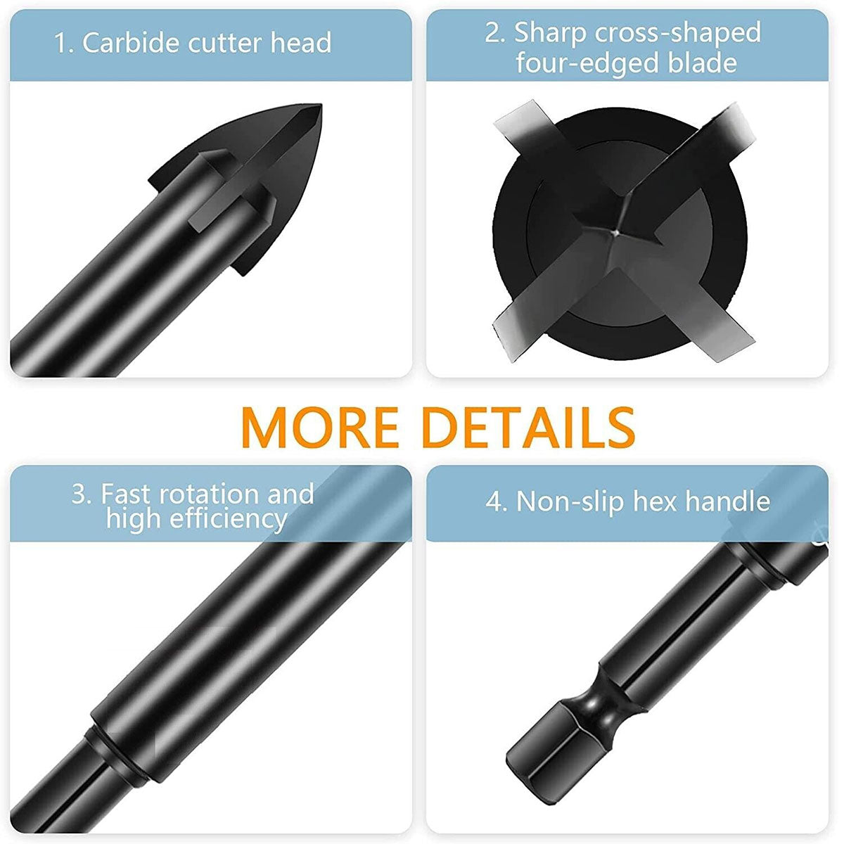 Hexagonal Cross Drill Bit Set - 10 Pcs 6mm