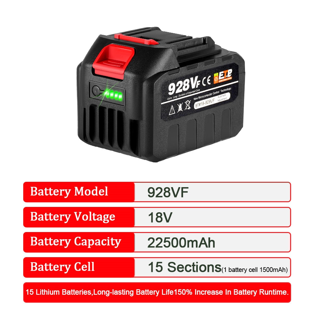 Rechargeable Lithium-Ion Batteries: 388VF 22500mAh & 15000mAh, 128VF & 928VF