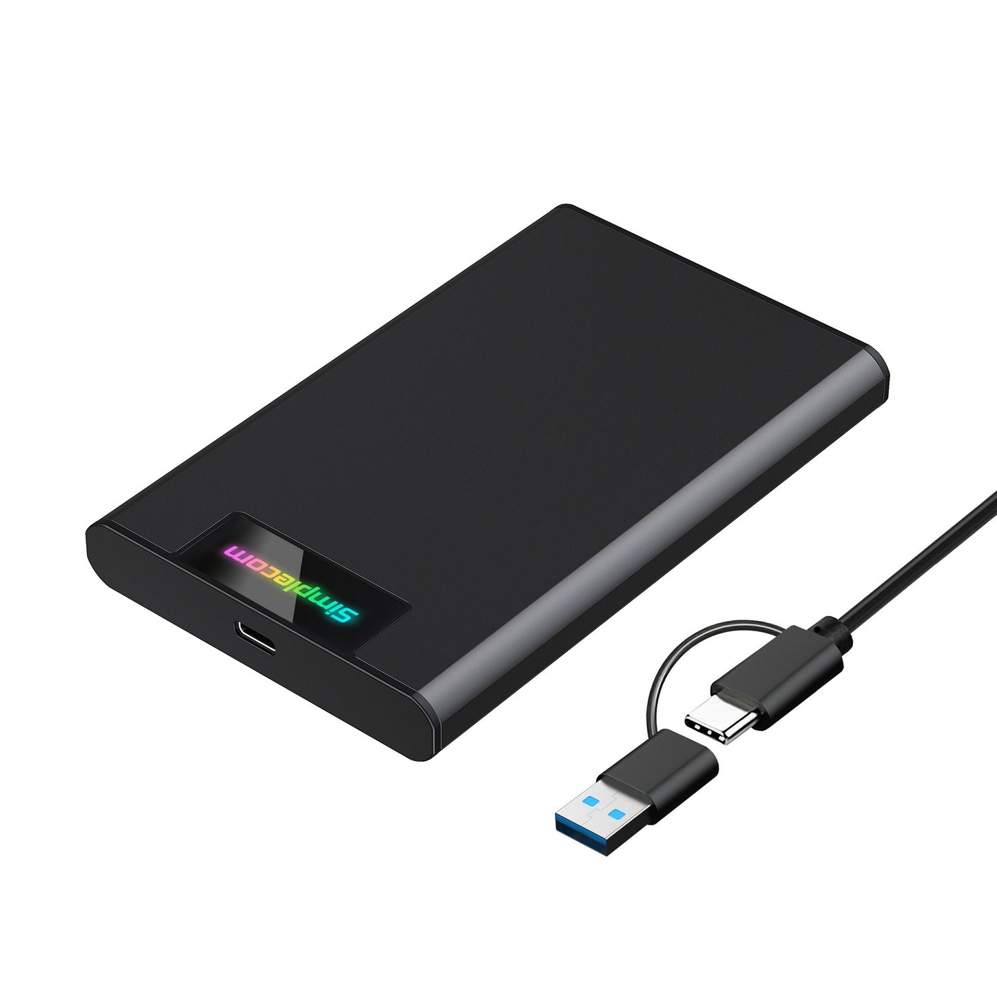 Simplecom SE239 Tool-free 2.5" SATA HDD SSD to USB-C Enclosure with RGB Lights USB 3.2 Gen 2