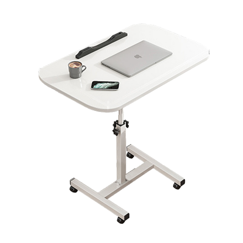 Movable lifting computer table bedside portable table(White)