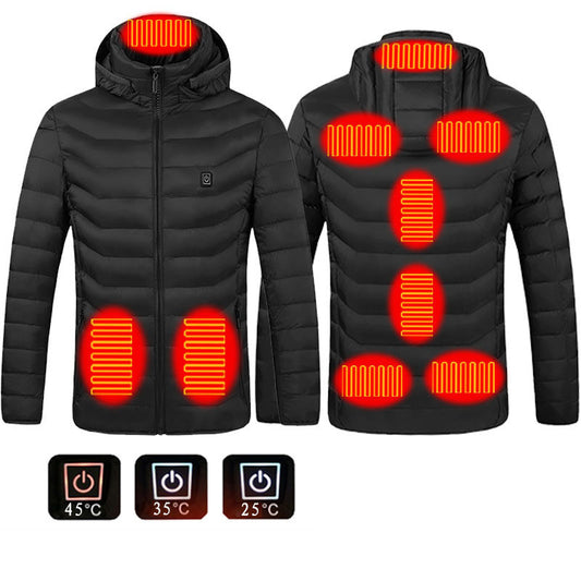 Insulated Heated Puffer Jacket: Windproof, Water-Resistant, Warm