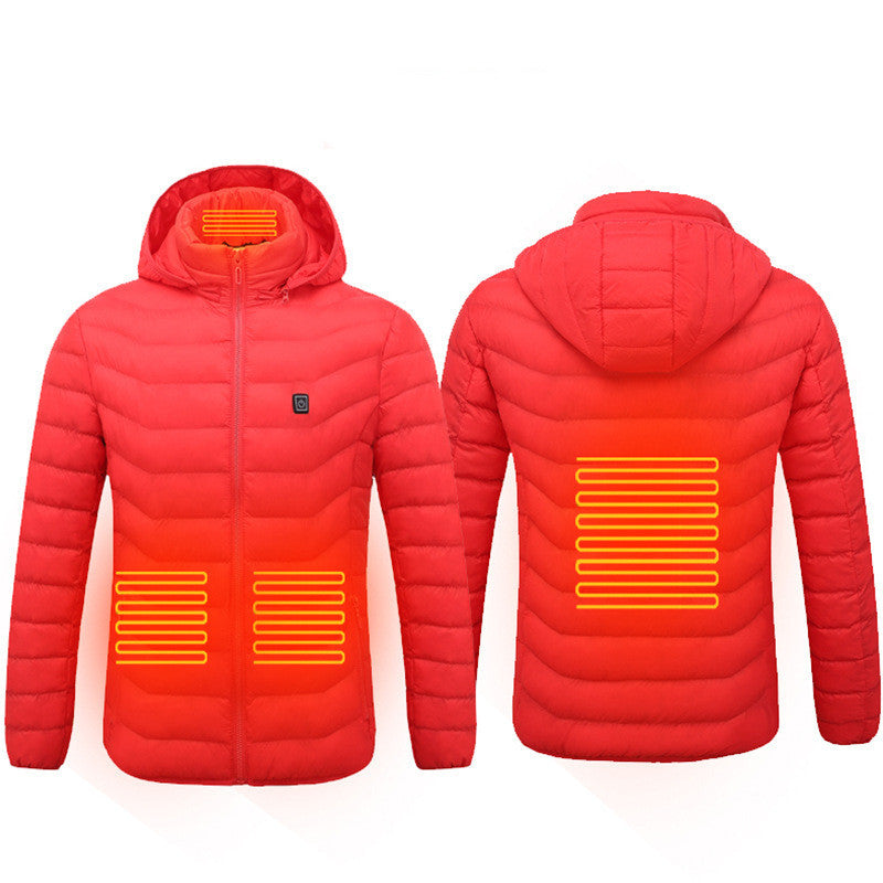 Insulated Heated Puffer Jacket: Windproof, Water-Resistant, Warm