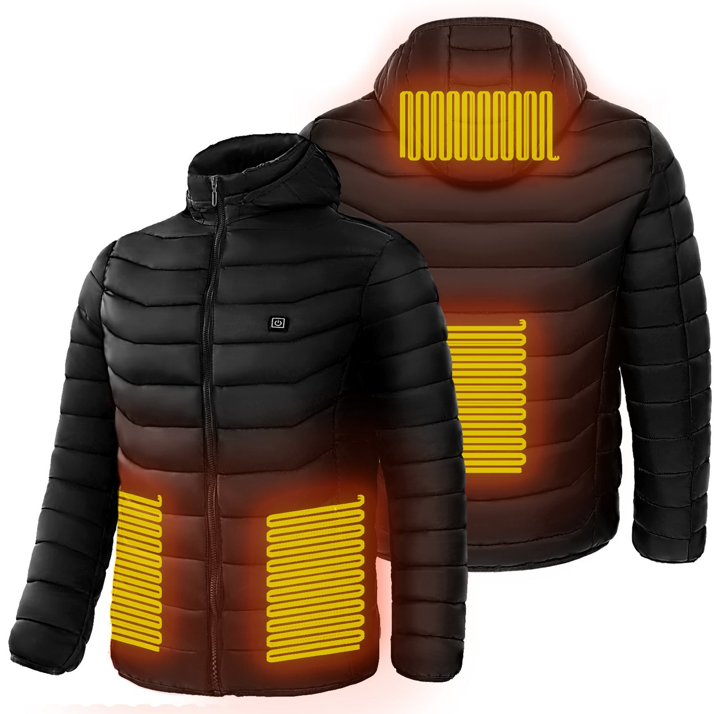 Insulated Heated Puffer Jacket: Windproof, Water-Resistant, Warm