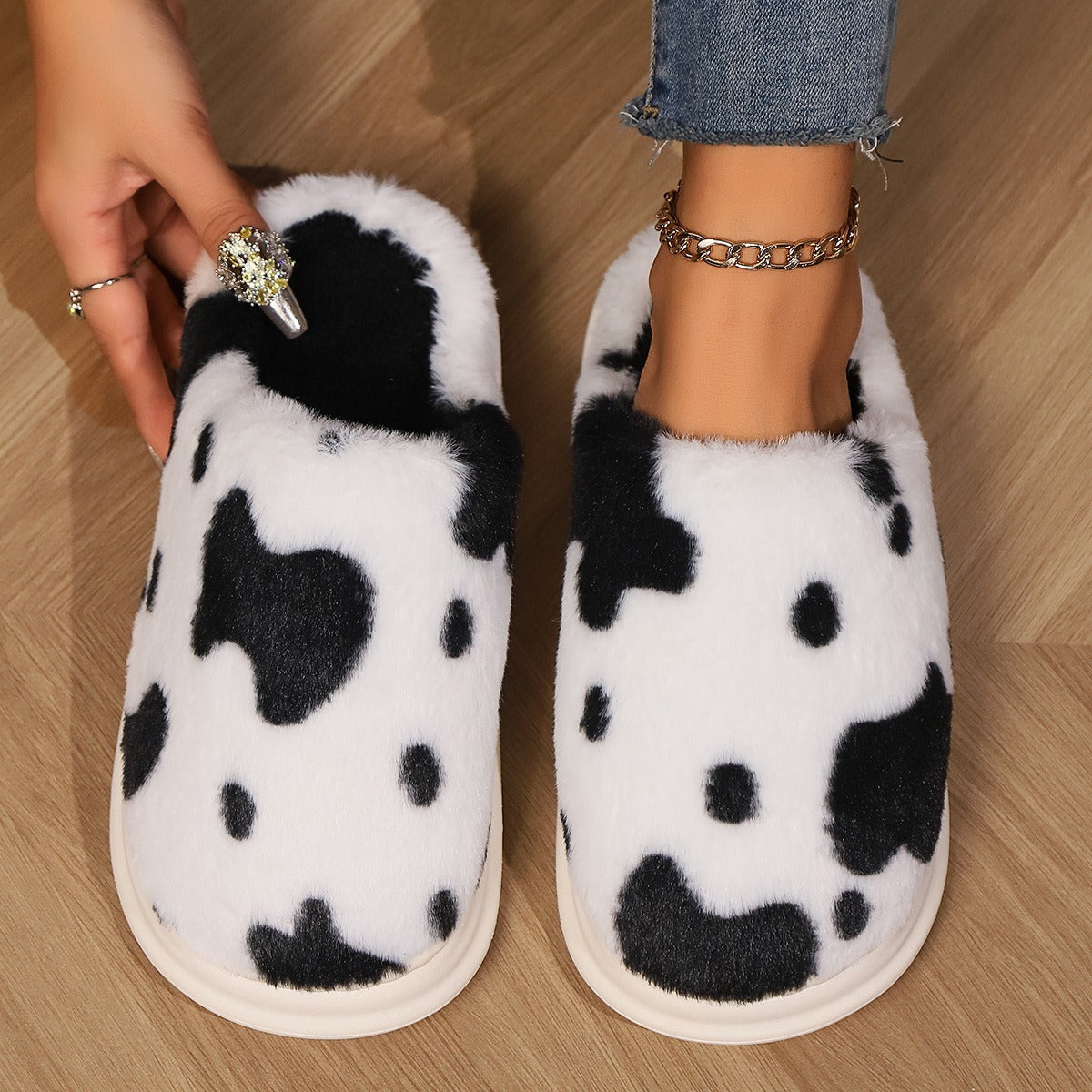 Cute Cow Print Slippers