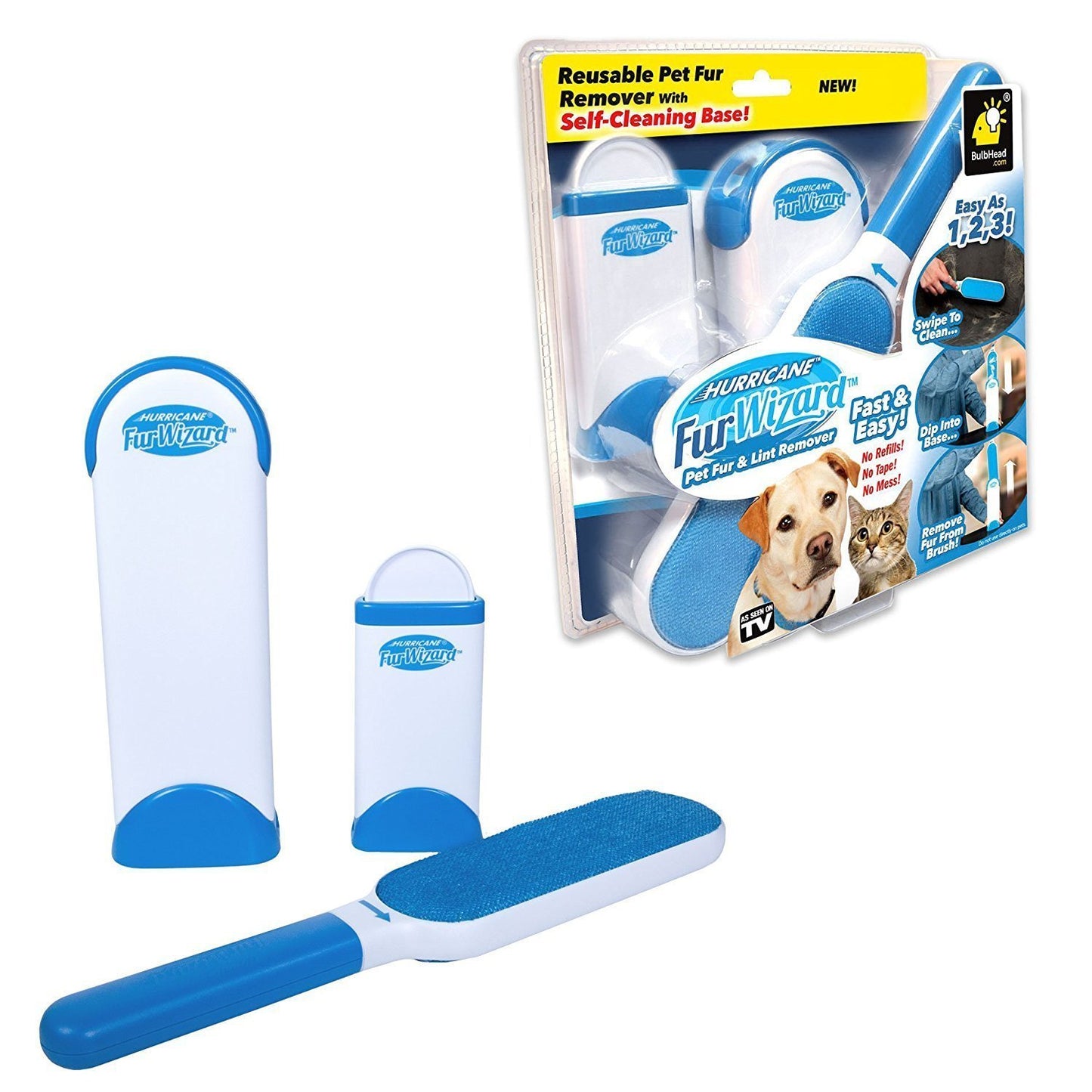 Pet Fur Remover With Self Cleaning Base