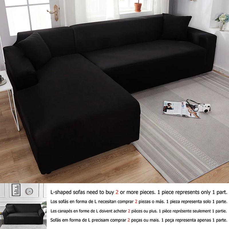 Solid Color 1/2/3/4 Seat Sofa Cover Stretch Milk Silk Fabric Couch Covers for Living Room Sectional Corner Settee Slipcovers 1PC