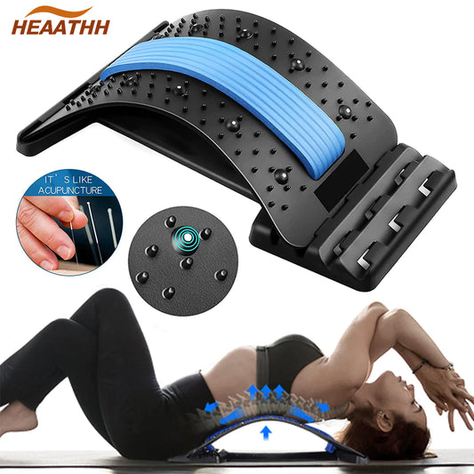 Adjustable Back Stretcher and Cracker with Magnetic Therapy - 4 Level Spine Board for Shoulder and Back Pain Relief