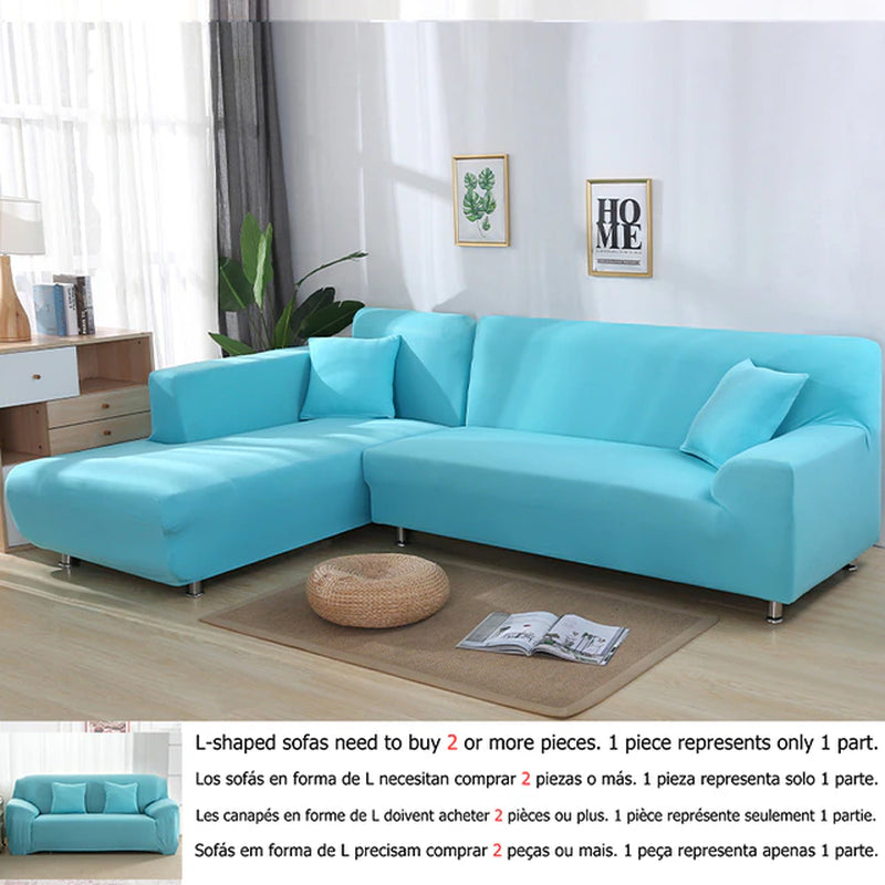 Solid Color 1/2/3/4 Seat Sofa Cover Stretch Milk Silk Fabric Couch Covers for Living Room Sectional Corner Settee Slipcovers 1PC