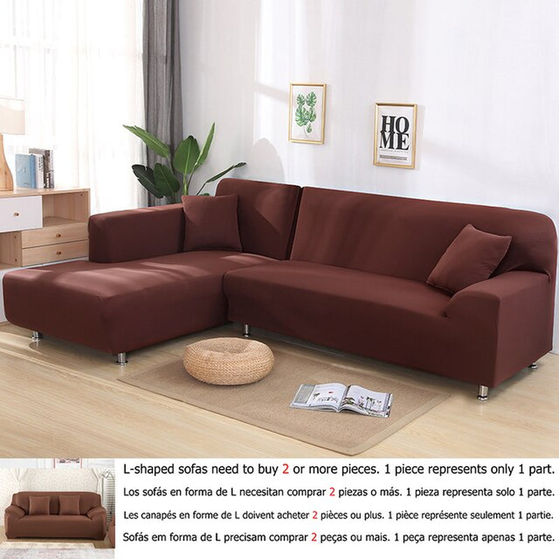 Solid Color 1/2/3/4 Seat Sofa Cover Stretch Milk Silk Fabric Couch Covers for Living Room Sectional Corner Settee Slipcovers 1PC