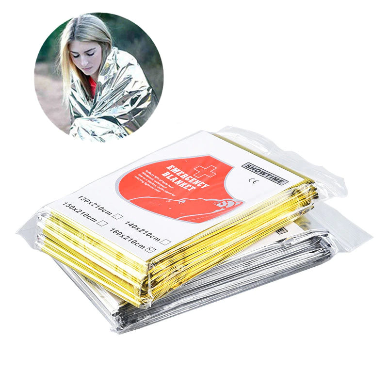  Outdoor Survival Emergency Blanket - Thermal Foil Blanket for First Aid, Hypothermia, and Windproof Protection during Explore Camping