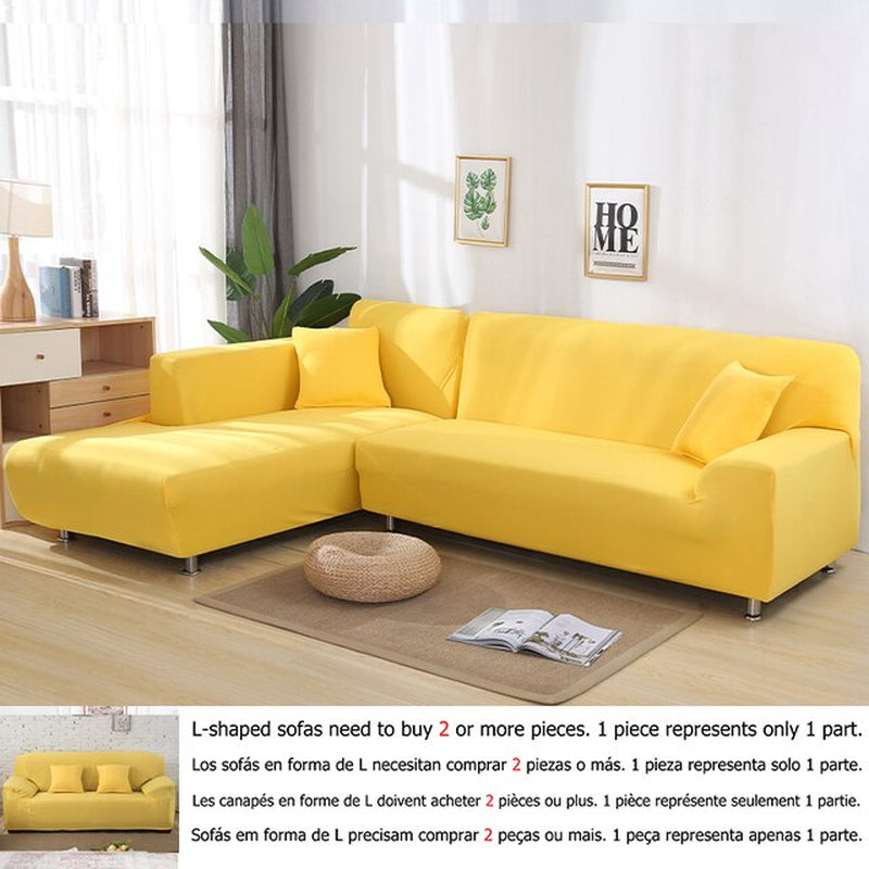 Solid Color 1/2/3/4 Seat Sofa Cover Stretch Milk Silk Fabric Couch Covers for Living Room Sectional Corner Settee Slipcovers 1PC