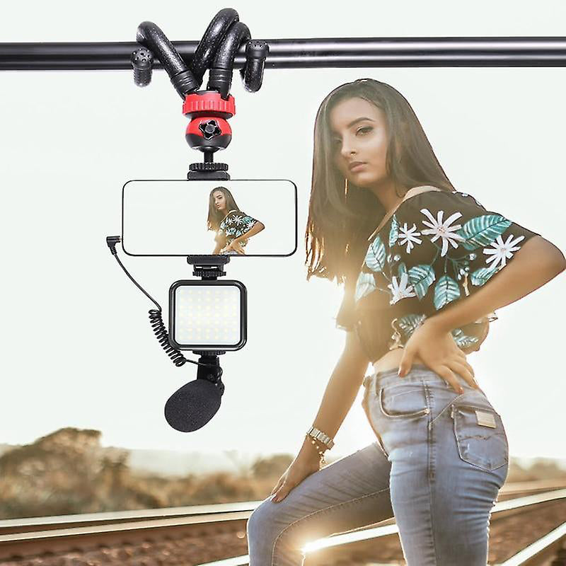 Vlogging Kit Camera Shotgun Microphone With Led Light