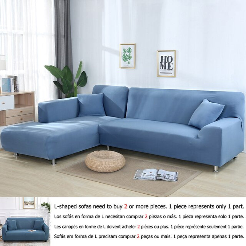 Solid Color 1/2/3/4 Seat Sofa Cover Stretch Milk Silk Fabric Couch Covers for Living Room Sectional Corner Settee Slipcovers 1PC